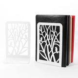 Geometric Bird Tree Metal Bookends Desk Organizer Shelf