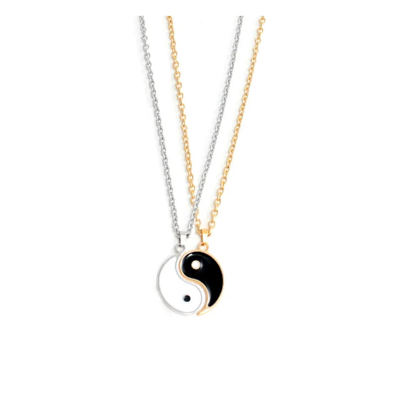Yin Yang Tai Chi Couple Necklace Pair Adjustable Chinese Style Jewelry Gift
