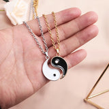 Yin Yang Tai Chi Couple Necklace Pair Adjustable Chinese Style Jewelry Gift