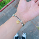 18K Plated Titanium Steel Sun Moon Couple Bracelet Set