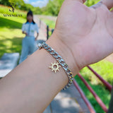 18K Plated Titanium Steel Sun Moon Couple Bracelet Set