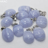 2pcs Natural Lace Agate Copper Pendant Set