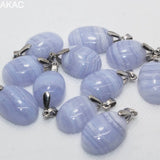 2pcs Natural Lace Agate Copper Pendant Set