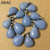 2pcs Natural Angelite Copper Pendant 16-18*20-28mm Teardrop