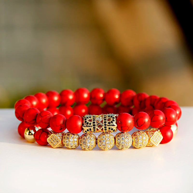 Cubic Zirconia Stone Beaded Bracelets Set