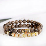 Cubic Zirconia Stone Beaded Bracelets Set