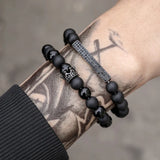 Crown Cross Pendant Stone Beads Bracelet Punk Jewelry Gift