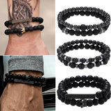 Crown Cross Pendant Stone Beads Bracelet Punk Jewelry Gift