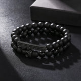 Crown Cross Pendant Stone Beads Bracelet Punk Jewelry Gift