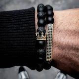 Crown Cross Pendant Stone Beads Bracelet Punk Jewelry Gift
