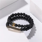 Crown Cross Pendant Stone Beads Bracelet Punk Jewelry Gift