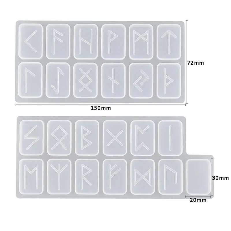2pcs DIY Runes Character Resin Mold Key Chain Pendant Epoxy Silicone Mold