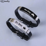 Couple Bracelet Bangle Stainless Steel Silicone His Queen Her King Bracelet