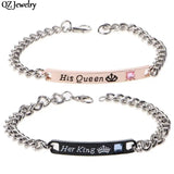 Couple Bracelet Bangle Stainless Steel Silicone His Queen Her King Bracelet