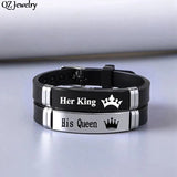 Couple Bracelet Bangle Stainless Steel Silicone His Queen Her King Bracelet