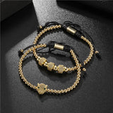 Leopard Couple Bracelet Sets with Cubic Zirconia Charm Jewelry Gift