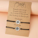 Friendship Compass Bracelet Set for Couple Family Adjustable Waterproof Cord