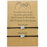 Friendship Compass Bracelet Set for Couple Family Adjustable Waterproof Cord