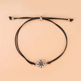 Friendship Compass Bracelet Set for Couple Family Adjustable Waterproof Cord