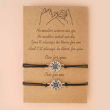 Friendship Compass Bracelet Set for Couple Family Adjustable Waterproof Cord