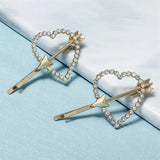 2pcs Love Heart Hair Clips Girls Barrettes Rhinestone Hairpin Headpiece