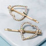 2pcs Love Heart Hair Clips Girls Barrettes Rhinestone Hairpin Headpiece