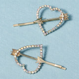 2pcs Love Heart Hair Clips Girls Barrettes Rhinestone Hairpin Headpiece