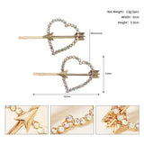 2pcs Love Heart Hair Clips Girls Barrettes Rhinestone Hairpin Headpiece