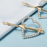 2pcs Love Heart Hair Clips Girls Barrettes Rhinestone Hairpin Headpiece