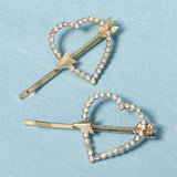 2pcs Love Heart Hair Clips Girls Barrettes Rhinestone Hairpin Headpiece