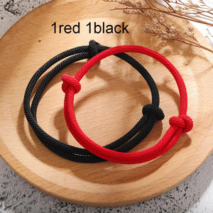 Adjustable Red Rope Bracelet Set for Couples