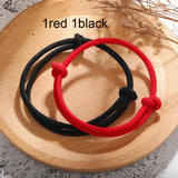 Adjustable Red Rope Bracelet Set for Couples