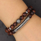 Red Green Tiger Eye Bead Bracelet Stainless Steel Charm Men Women