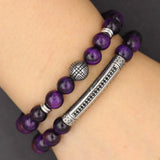 Red Green Tiger Eye Bead Bracelet Stainless Steel Charm Men Women