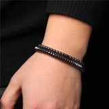 2pcs/set Male Bracelet Natural Hematite Stone Adjustable Charm Bracelet