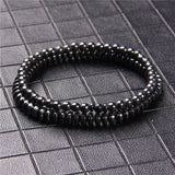 2pcs/set Male Bracelet Natural Hematite Stone Adjustable Charm Bracelet