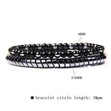 2pcs/set Male Bracelet Natural Hematite Stone Adjustable Charm Bracelet