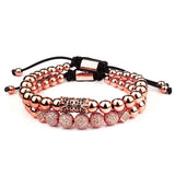 Stainless Steel Beads Bracelet Set Men Women Jewelry