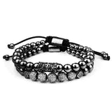 Stainless Steel Beads Bracelet Set Men Women Jewelry
