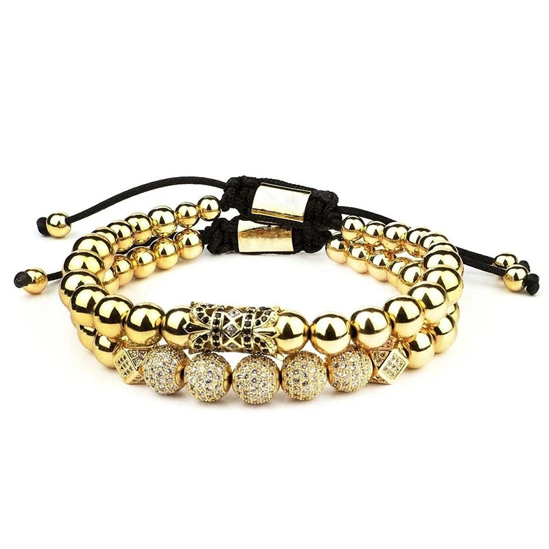 Stainless Steel Beads Bracelet Set Men Women Jewelry