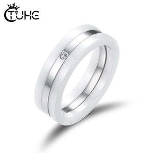 2pcs Ceramic Rings Removable Engagement Wedding Rings Female Party Jewelry
