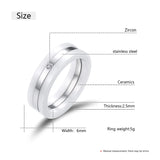 2pcs Ceramic Rings Removable Engagement Wedding Rings Female Party Jewelry