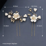 2pcs Pearl Flower Bridal Hair Forks Pins Wedding Hair Accessories