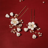 2pcs Pearl Flower Bridal Hair Forks Pins Wedding Hair Accessories