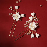2pcs Pearl Flower Bridal Hair Forks Pins Wedding Hair Accessories