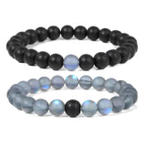Romantic Moonlight Stone Glass Bead Bracelets Set For Couple Jewelry
