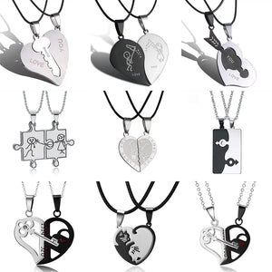 Stainless Steel Love Couple Pendant Necklace Broken Heart