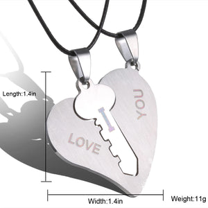 Stainless Steel Love Couple Pendant Necklace Broken Heart
