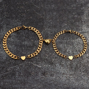 2pcs/set Heart Charm Couple Bracelets Stainless Steel Titanium Steel Bracelet
