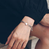 2pcs/set Heart Charm Couple Bracelets Stainless Steel Titanium Steel Bracelet